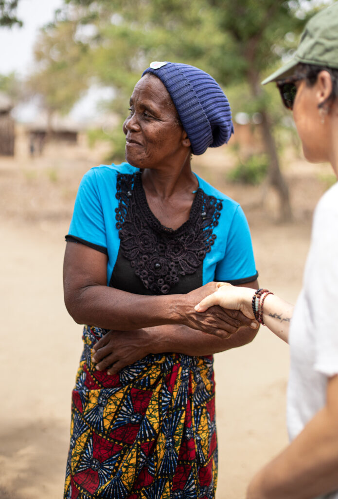 an african woman shaking hands with another woman